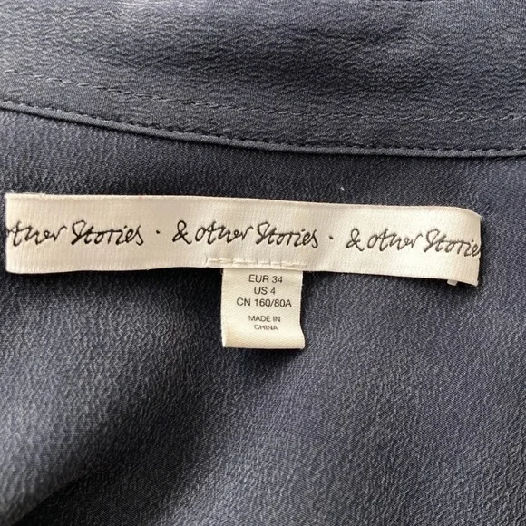 & Other Stories silk blouse, size 4, blue grey, 100% silk - Picture 6 of 10